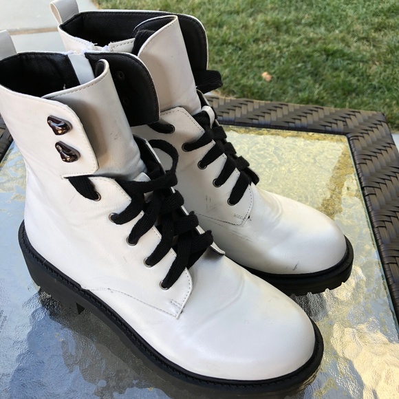 girls white combat boots